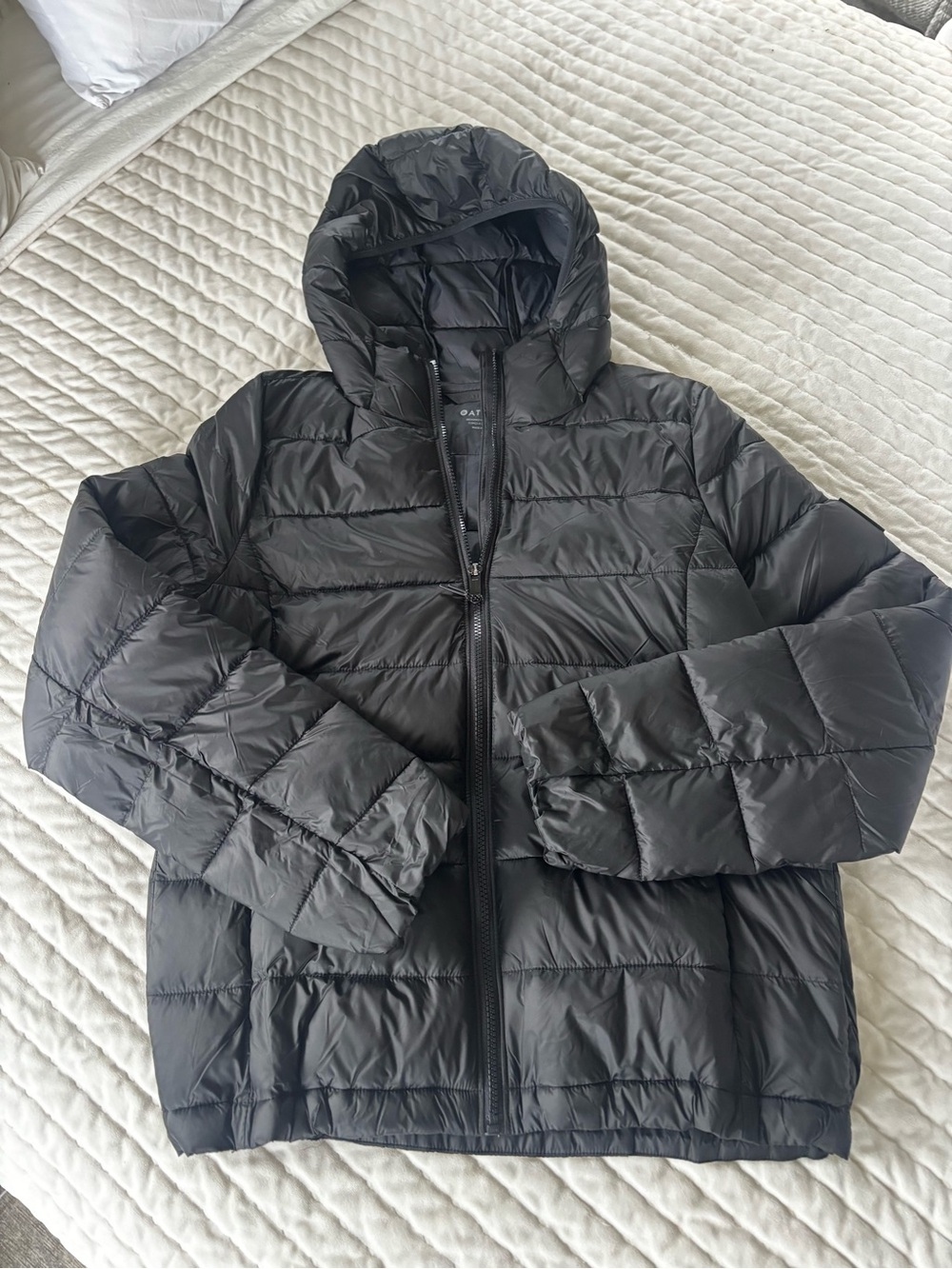 Athleta Aire Hooded Puffer Jacket XS Black